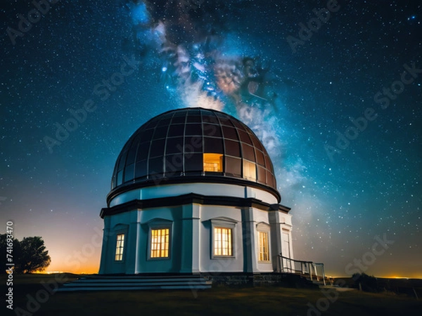 Obraz Astronomical Observatory under the stars.Milky way at night