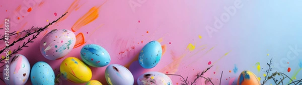 Obraz Painted Eggs on Pink Wall