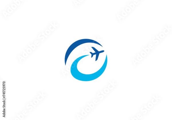 Fototapeta tour and travel logo design. airplane with globe icon template.	

