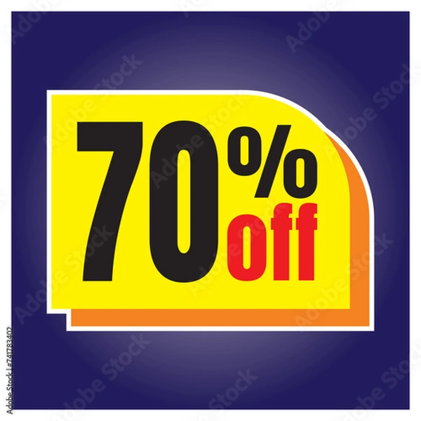 Fototapeta Number discount values ​​blue background yellow orange and black