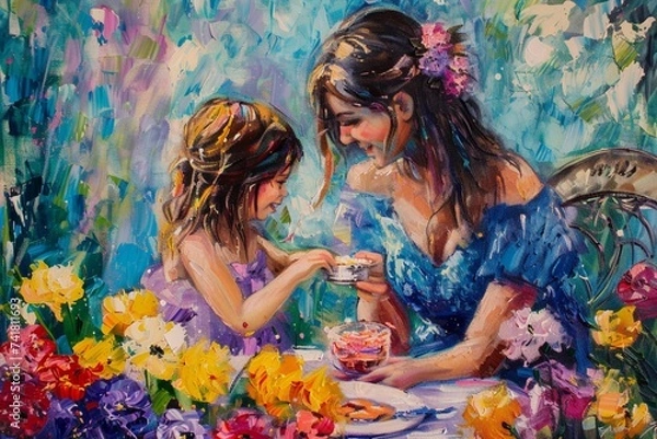 Fototapeta girl with flowers in the garden