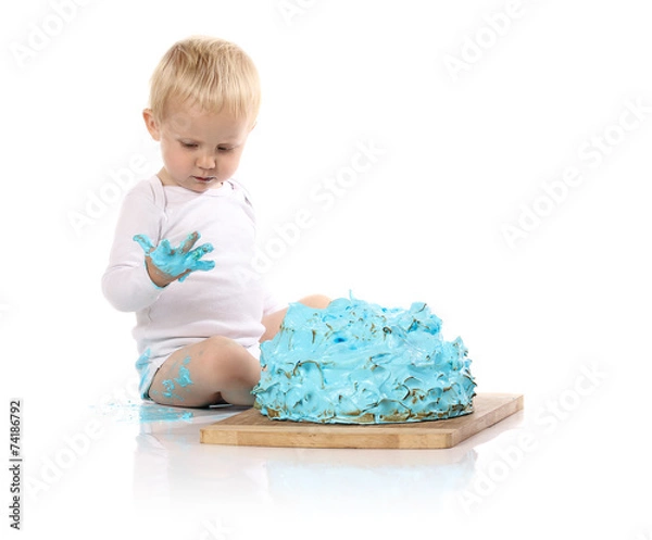 Obraz Baby smashing cake