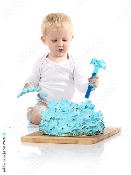 Obraz Baby smashing cake