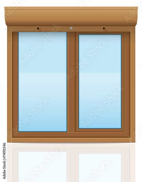 Fototapeta brown plastic window with rolling shutters vector illustration