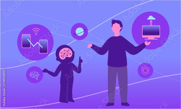 Obraz AIロボットと話す人