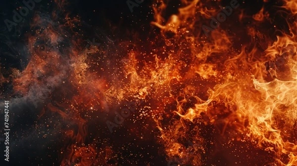 Fototapeta intense flames background generative ai
