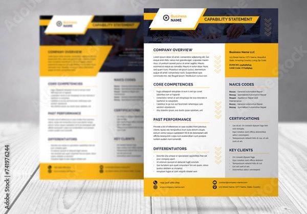 Fototapeta Capability Statement Business Document Template 