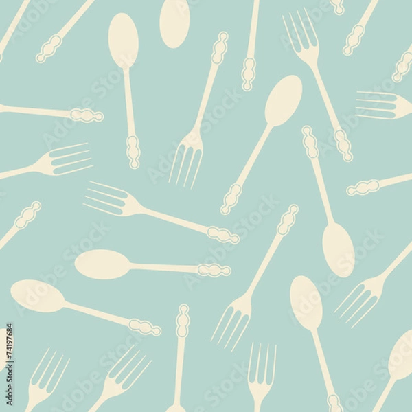 Fototapeta Spoon and fork seamless pattern