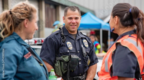 Fototapeta Community Engagement: Photos of paramedics in outreach events, educational programs, and health initiatives.