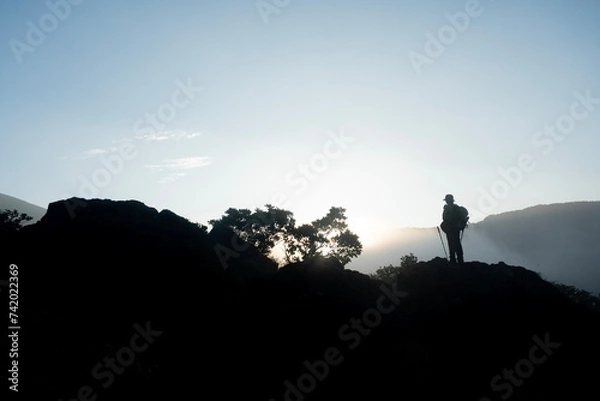 Obraz 韓国岳の大浪池の日の出