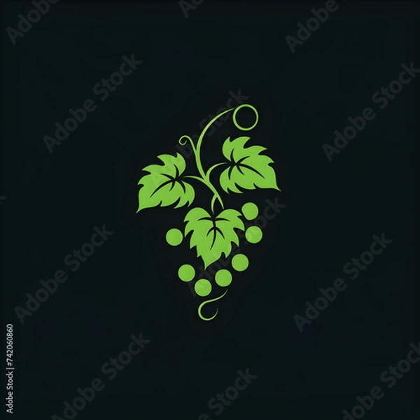 Obraz A logo illustration of a grapevine on black background.