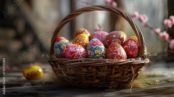 Obraz Step into a world of Easter delight as you encounter the magic of a whimsical egg hunt in a vibrant spring wonderland.