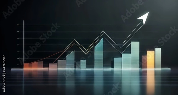 Obraz  Growth Trend - Rising Metrics on a Graph