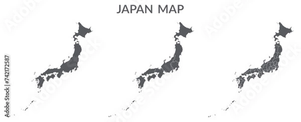 Obraz Japan map. Map of Japan in grey set