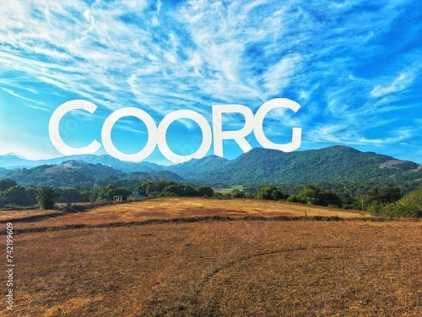 Obraz Coorg landscape image, cloudy background with installation