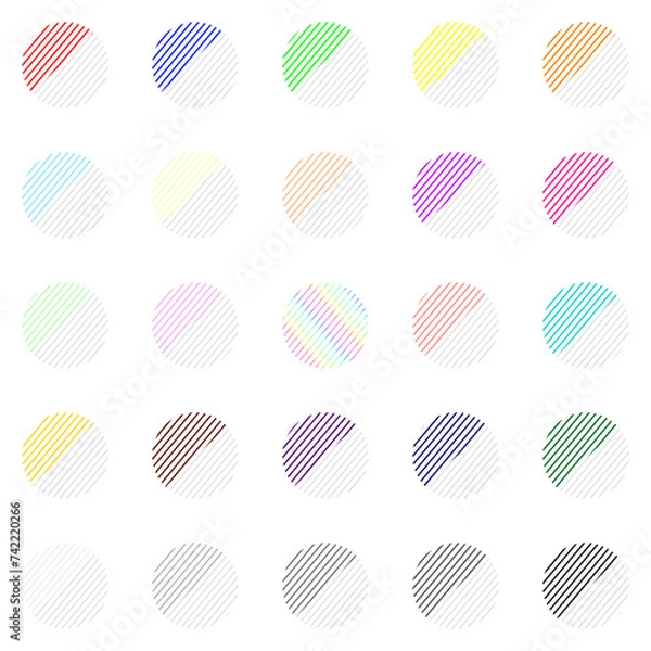 Fototapeta 2色のストライプの線　円　25色セット