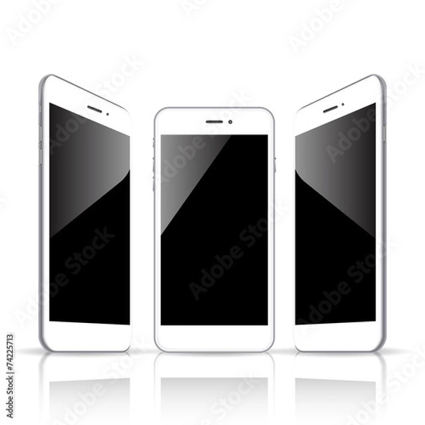 Obraz realistic white smartphone