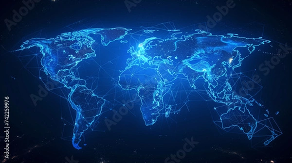 Fototapeta World map future network, global digital map,