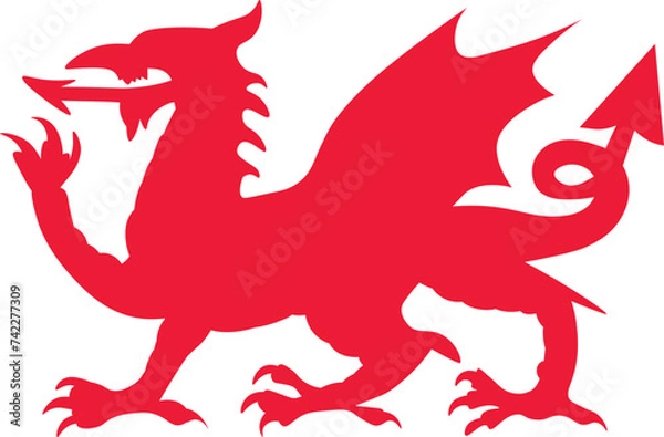 Fototapeta Red welsh dragon vector design. Welsh dragon design.