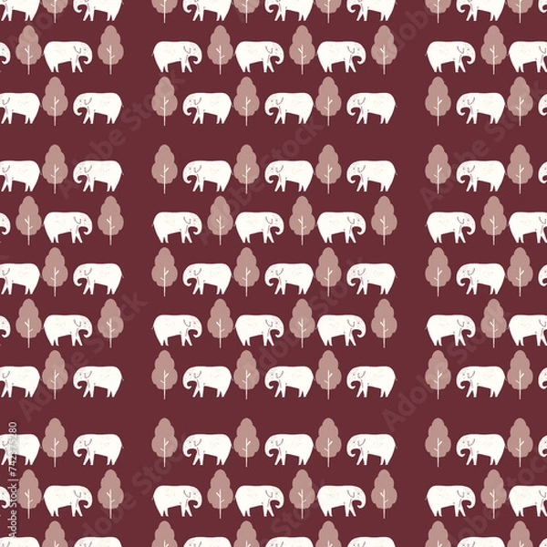 Fototapeta ゾウのシームレスパターン ブラウン