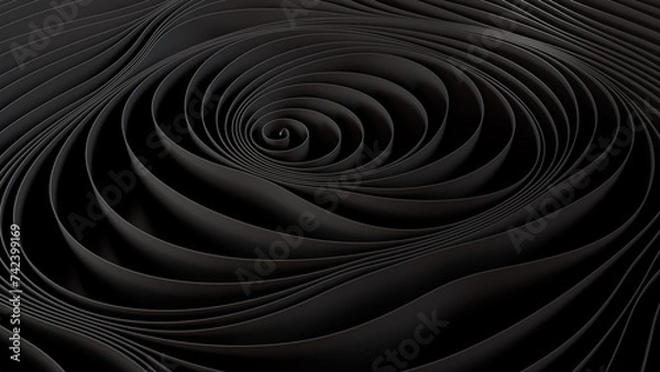 Obraz 3d rendering of black wavy background. Computer digital drawing.