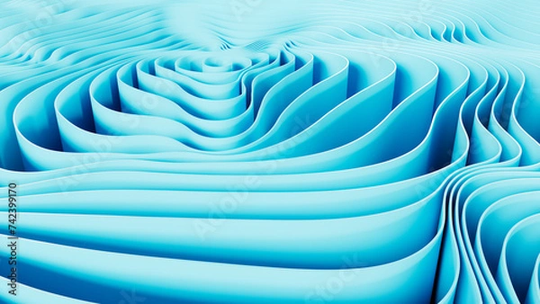 Obraz Abstract blue background with wavy lines. 3d rendering, 3d illustration.
