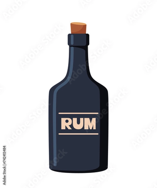 Fototapeta Grunge pirate rum bottle isolated vector illustration.