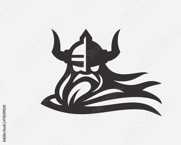 Fototapeta Viking logo, barbarian emblem design editable for your business. Warrior vector illustration.