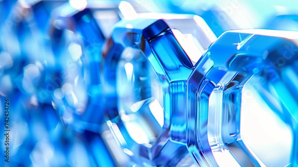 Fototapeta Transparent blue water in a white injection bottle, emphasizing the purity and essential nature of liquid in medicine and health care
