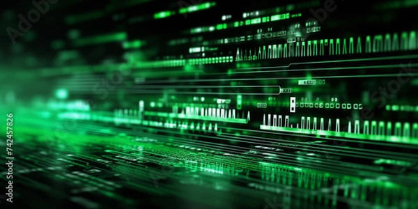 Obraz Artificial Intelligence background.Glow of Technology. Digital Life of Reason. Futuristic robot. Programming coding technology development, machine learning concept. Robotic bionic science research.