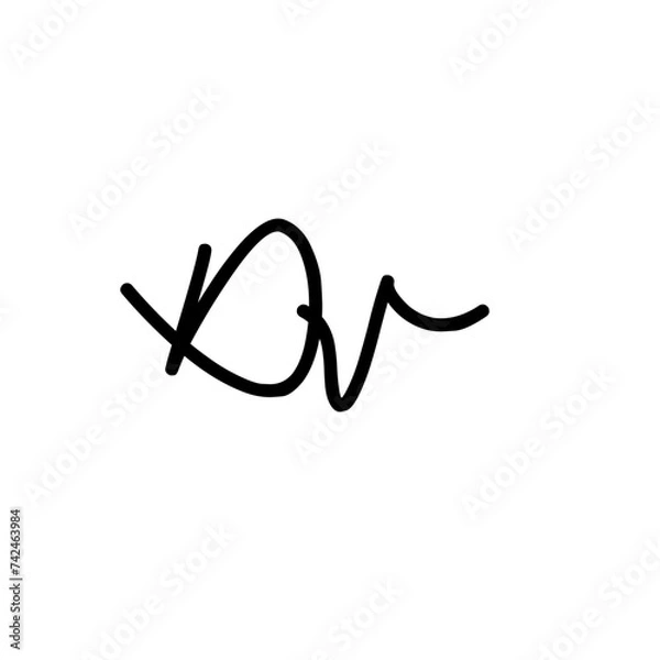 Fototapeta A hand-drawn signature logo design template