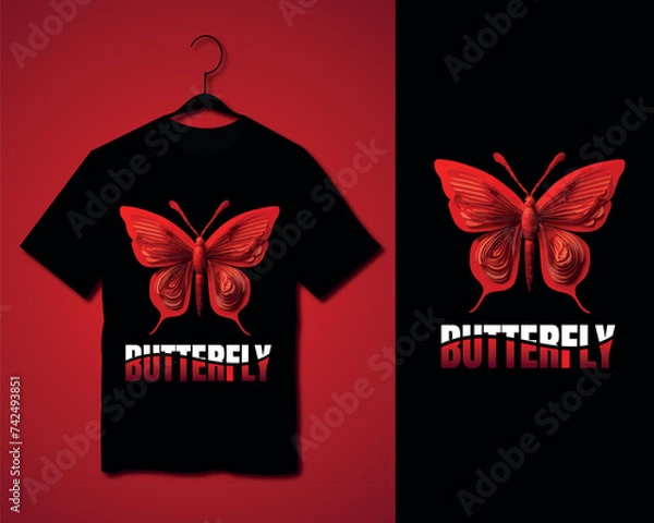 Fototapeta Free vector butterfly lettering typography graphic design for print t shirt 