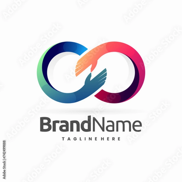 Fototapeta infinity hand logo, hand infinity logo