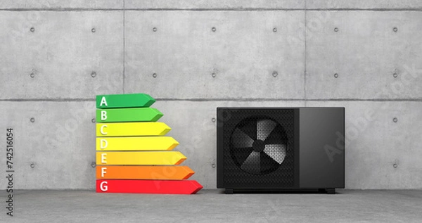 Obraz heat pump energy as a heater and alternative green energy - 3D Illustration
