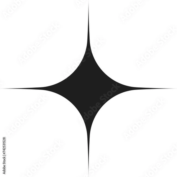 Obraz Minimalist silhouette stars icon, twinkle shining star shape symbols, icons. Modern geometric sparkle black silhouettes sign vector.