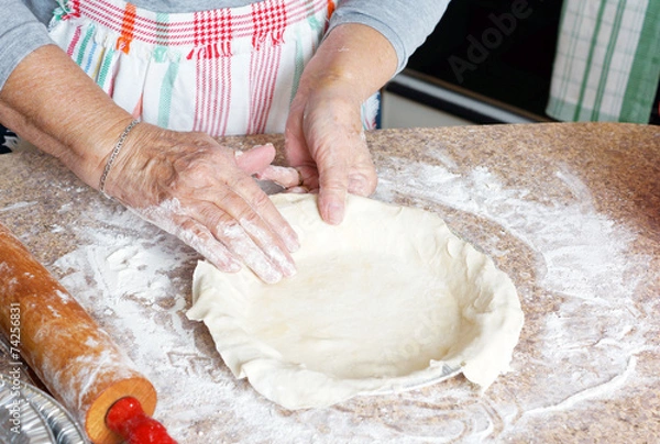 Obraz Old hands making pie crust