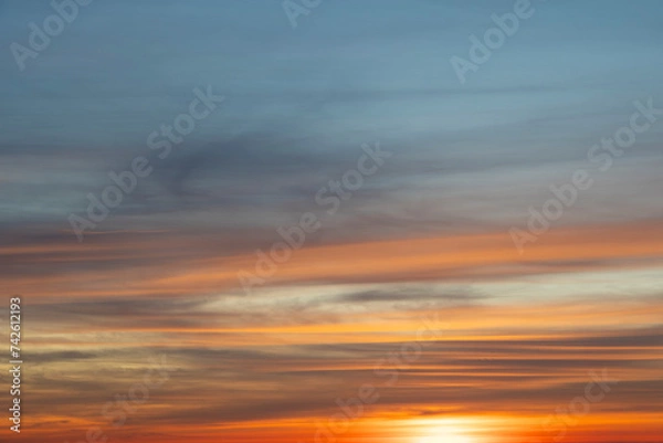 Fototapeta Sunset sky background overlay. Ideal for sky replacement