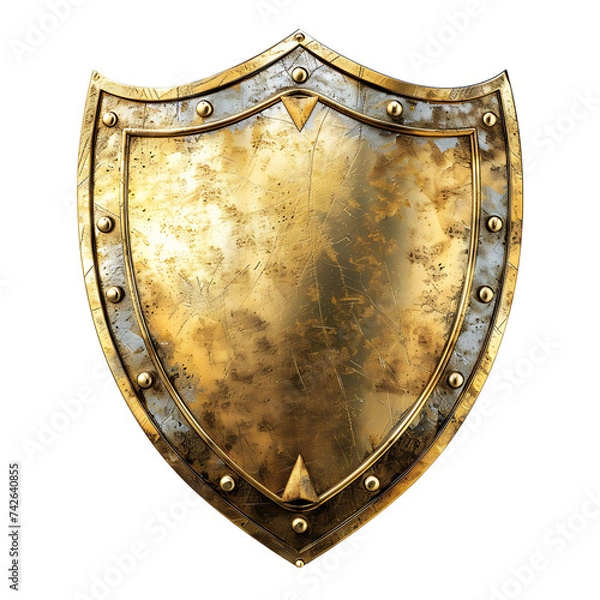 Obraz Golden shield on isolated background