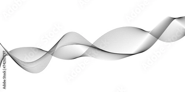 Fototapeta Abstract white background with gray wave. Modern grey wave on white background. Blending line background