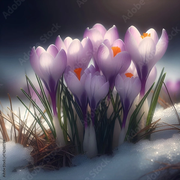 Obraz Snowdrops. 2 Spring wildflowers.