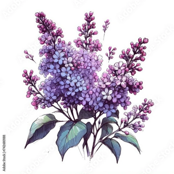 Obraz Botanical Beauty: Sketching the Timeless Charm of Lilac