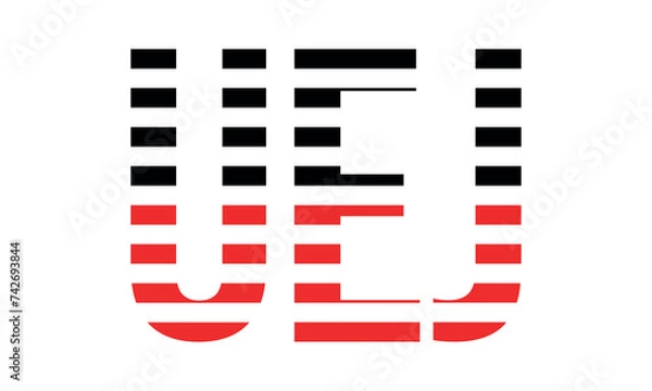 Fototapeta UEJ three initial letter iconic line negative space minimal logo design vector template. monogram, abstract, wordmark, business, typography, minimalist, brand, company, flat, modern, unique, simple