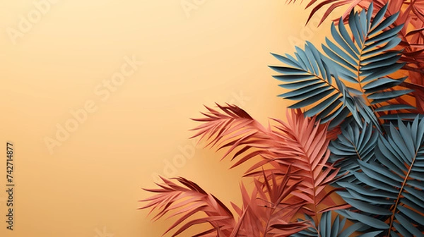 Fototapeta Natural background with palm leaves shadow