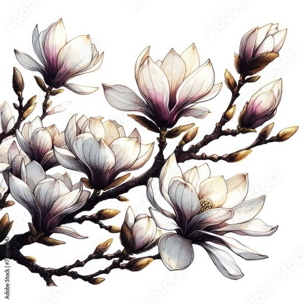 Obraz Expressive Sketch: Conveying the Fragrance of Magnolia