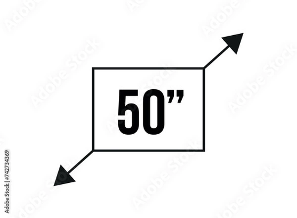 Fototapeta 50 inches. Vector screen measurement and resolution in inches. Size in inch isolated on white background