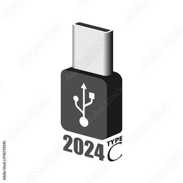 Obraz USB Type C in the year 2024. New data transfer port introduction. Fast charging interface advancing technically for mobile smartphones.