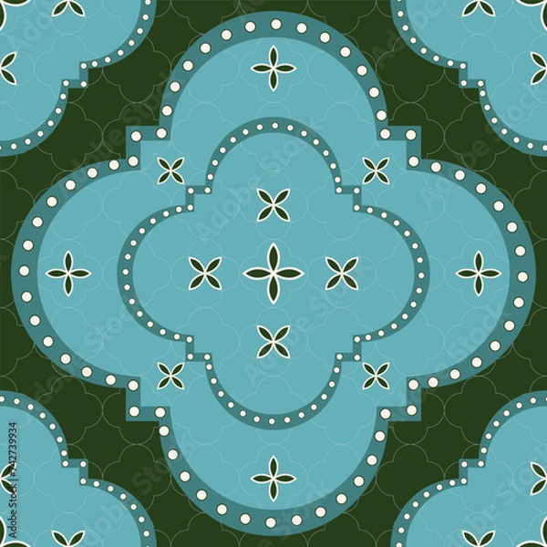 Obraz Vector turquoise seamless pattern background: Travelling East