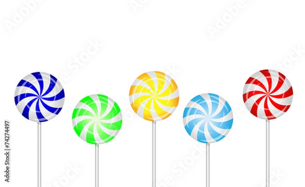 Obraz candies lollipops on a white background