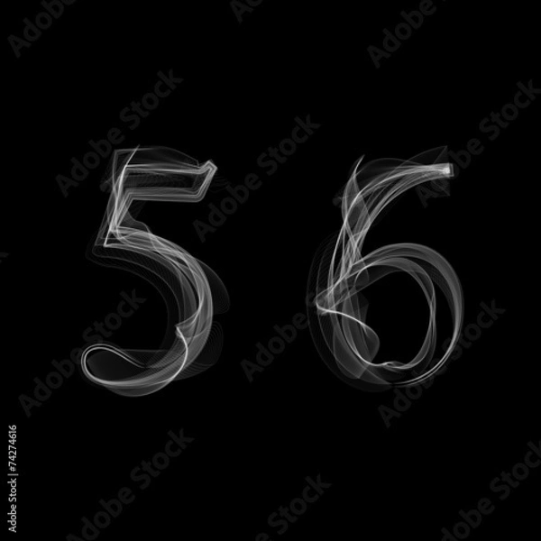 Obraz Smoke font. Numbers 5 6