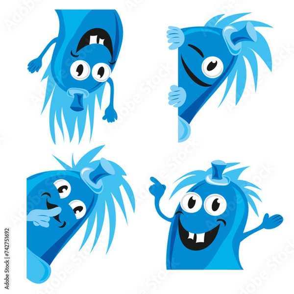 Fototapeta Illustration of a plug figure "Stromi" that looks into the picture in four different variations